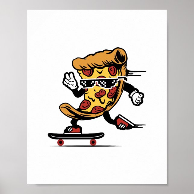 Affiche Livraison de pizza, Funny Pizza Skateboard (Devant)