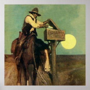 Affiche "Livraison rurale" Western Art par NC Wyeth