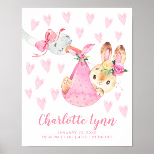Affiche Livraison spéciale Bunny Baby Stats de naissance