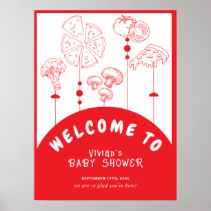 Affiche Livraison spéciale de pizza Baby Shower Bienvenue