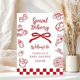 Affiche Livraison spéciale Pizza Baby Shower Bienvenue