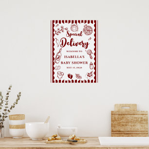 Affiche Livraison spéciale Pizza Doodle Baby Shower