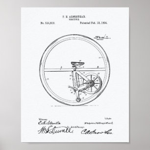 Affiche Livre blanc sur l'art breveté Unicycle 1894