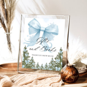 Affiche Livre cadeau Baby shower d'hiver Blue Bow