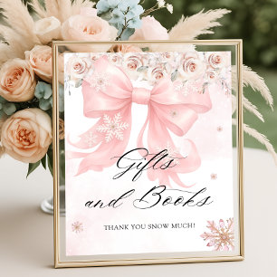 Affiche Livre cadeau Baby shower d'hiver Pink Bow