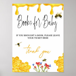 Affiche Livre d'abeilles à la mode pour Baby shower