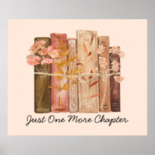 Affiche Livre d'aquarelle Fleur Brun Rose Citation de lect