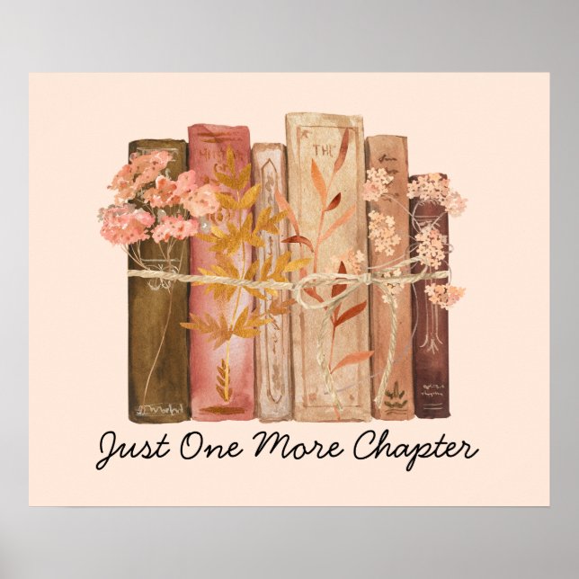 Affiche Livre d'aquarelle Fleur Brun Rose Citation de lect (Devant)