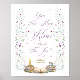 Affiche Livre de Baby Shower "Devine combien de baisers"
