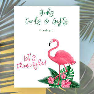 Affiche livre de baby shower flamant rose cartes et cadeau