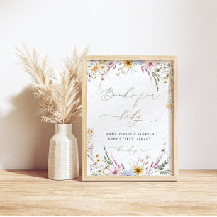 Affiche Livre de Baby Shower pour Bébé Boho Fleurs Sauvage