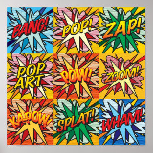 Affiche Livre de bande dessinée Pop Art moderne Coloré Gra