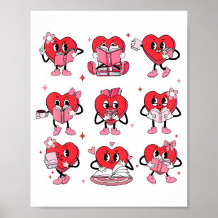 Affiche Livre de cœur de lecture drôle Saint-Valentin Prof