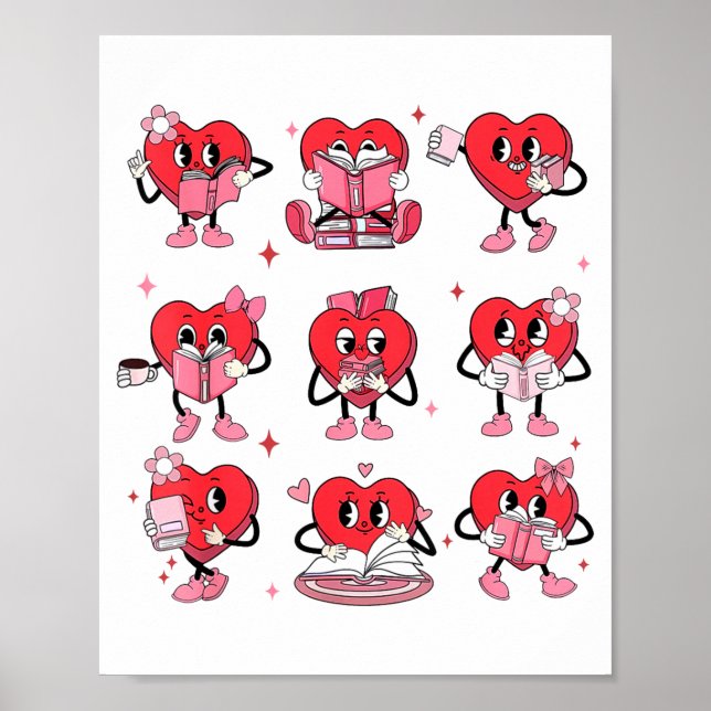 Affiche Livre de cœur de lecture drôle Saint-Valentin Prof (Devant)