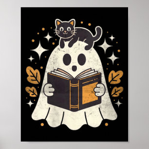 Affiche Livre de lecture fantôme pour femmes Halloween Bib