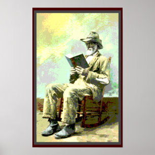 Affiche Livre de lecture vintage noir d'homme de