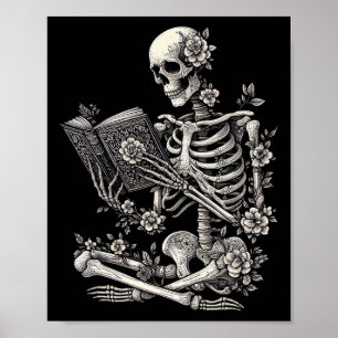 Affiche Livre de squelette crâne floral Halloween Costume