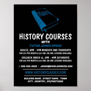 Affiche Livre d'histoire bleue, cours d'histoire Publicité