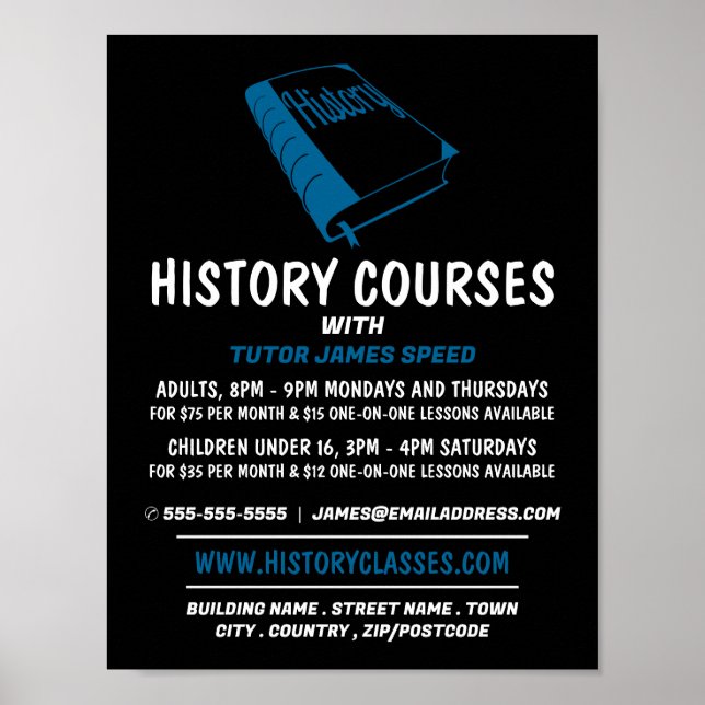 Affiche Livre d'histoire bleue, cours d'histoire Publicité (Devant)