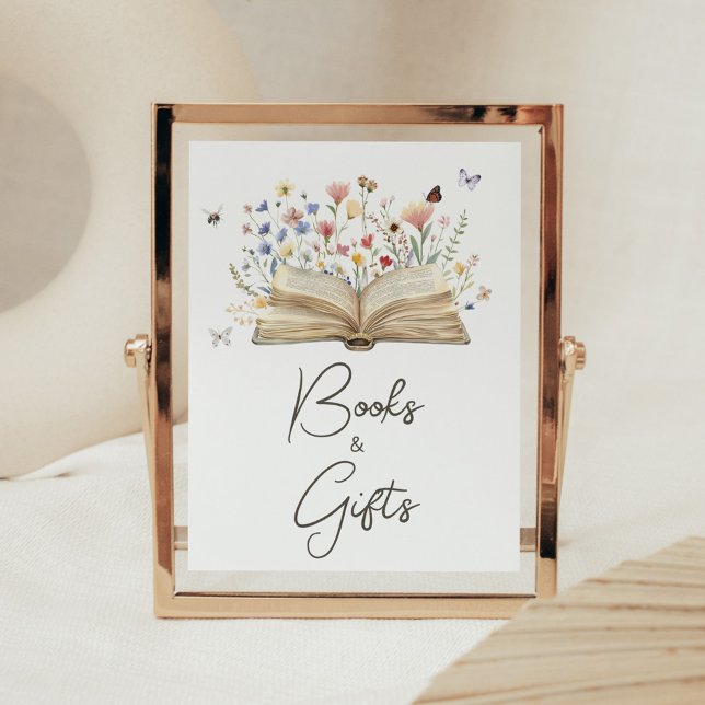 Affiche Livre d'histoire Nouveau chapitre commence livres  (New Chapter Begins Storybook Baby Shower Books and Gifts Sign)