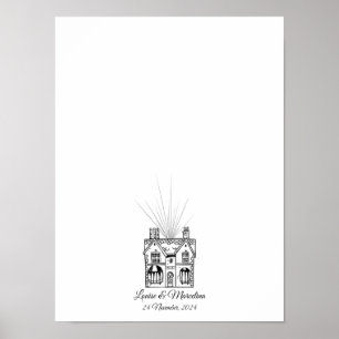 Affiche Livre d'hôtes Mariage d'empreintes digitales de la