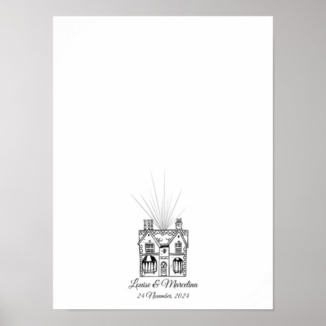 Affiche Livre d'hôtes Mariage d'empreintes digitales de la (Devant)