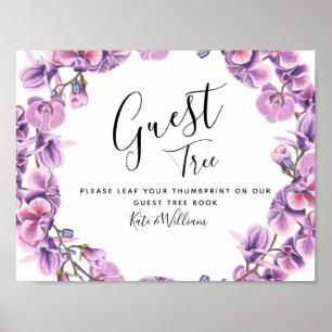 Affiche livre d'hôtes mariage violet ressort SIGNE d'arbre