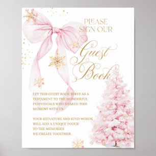 Affiche Livre d'hôtes Pink Bow Cold OutBaby shower