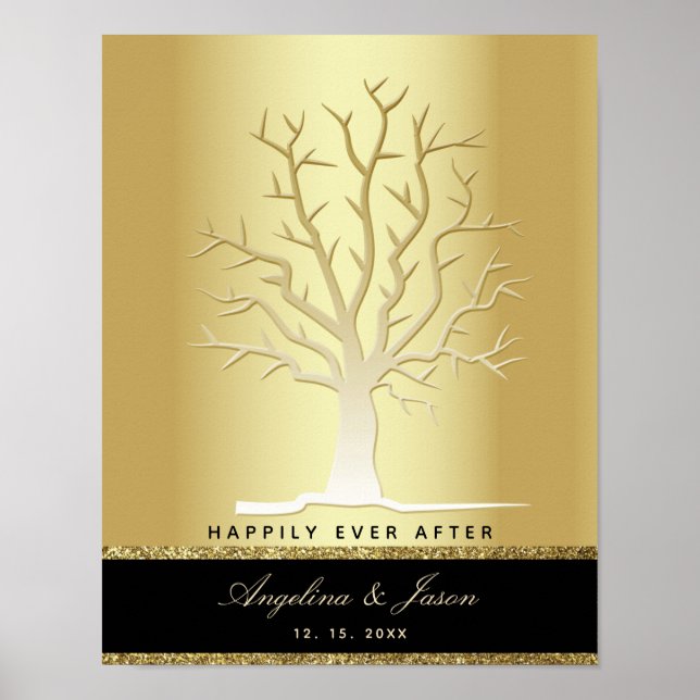 Affiche Livre d'invité du Mariage de l'arbre d'empreintes  (Devant)