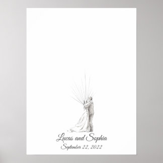 Affiche Livre d'invité mariage Couple Fingerprint