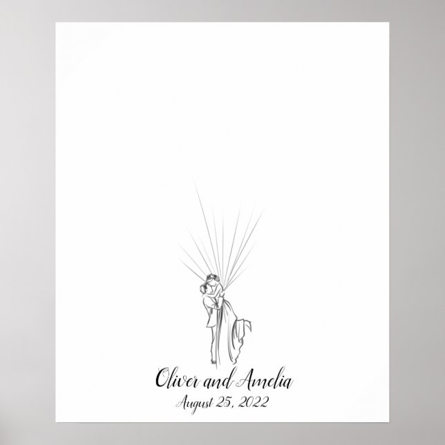 Affiche Livre d'invité mariage Couple Fingerprint (Devant)