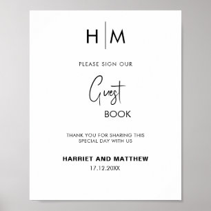 Affiche Livre d'invité mariage monogramme do-it-yourself