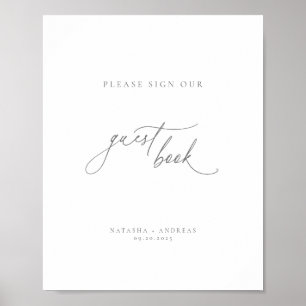 Affiche Livre d'invité minimaliste chic et gris contempora