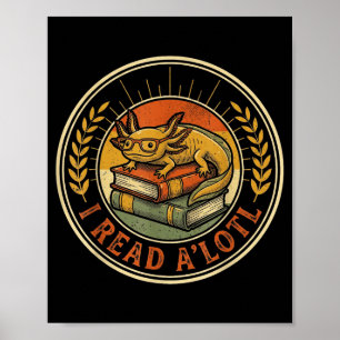 Affiche Livre drôle d'axolotl amateur de bibliothécaire en