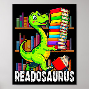 Affiche Livre drôle readosaurus livres de dinosaures bibli