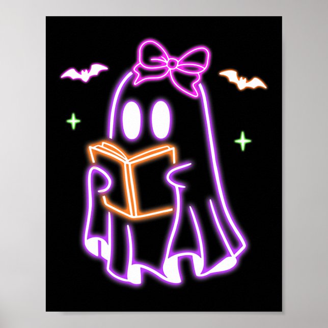 Affiche Livre fantôme Lecture Halloween Cute Livre fantôme (Devant)
