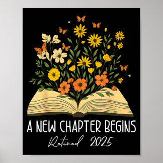 Affiche Livre floral Un nouveau chapitre commence Retraité