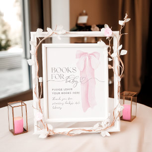 Affiche Livre minimaliste de Baby shower de fille Rose Bow