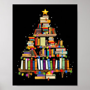 Affiche Livre Noël Arbre Lumières Professeur Bibliothécair