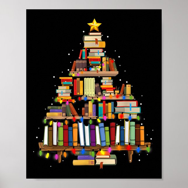 Affiche Livre Noël Arbre Lumières Professeur Bibliothécair (Devant)
