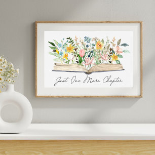 Affiche Livre ouvert à l'aquarelle avec fleurs esthétique 