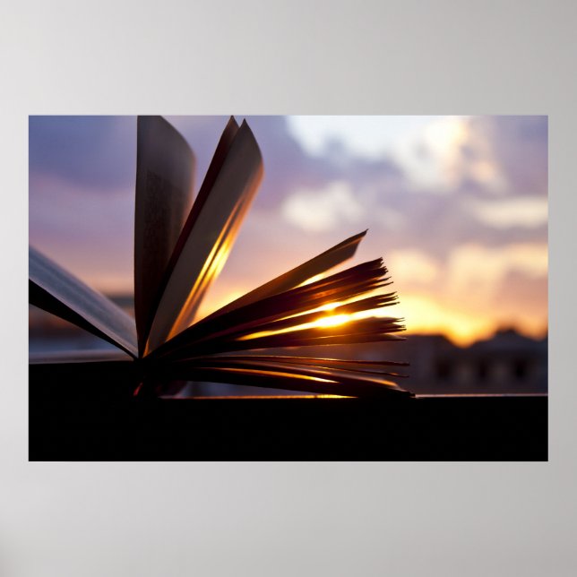 Affiche Livre ouvert et Sunset Photographie (Devant)