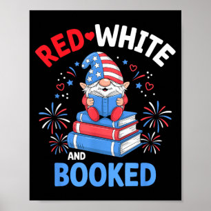 Affiche Livre rouge blanc lecteur patriotique drapeau amér