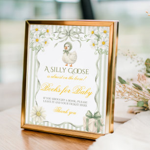 Affiche Livre Vert Silly Goose Neutre Pour Baby Shower