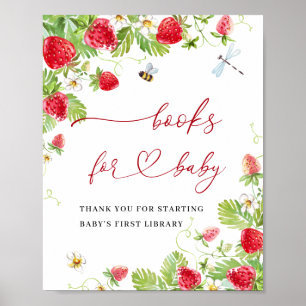 Affiche Livres à fraises à l'aquarelle tendance pour Baby