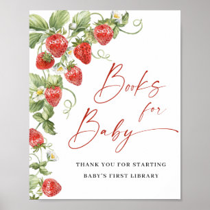 Affiche Livres à fraises à l'aquarelle tendance pour Baby