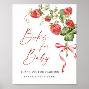 Affiche Livres à fraises à l'aquarelle tendance pour Baby