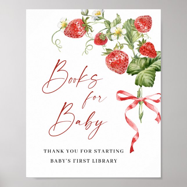 Affiche Livres à fraises à l'aquarelle tendance pour Baby  (Devant)