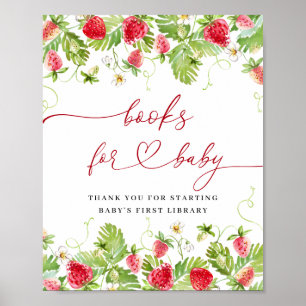 Affiche Livres à fraises à l'aquarelle tendance pour Baby