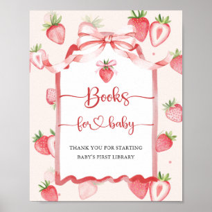 Affiche Livres à fraises à l'aquarelle tendance pour Baby 